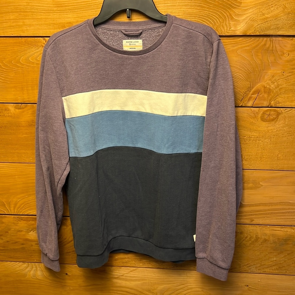 Marine Layer Womens sweatshirt Md Purple white blue black stripe streetwear Y2K